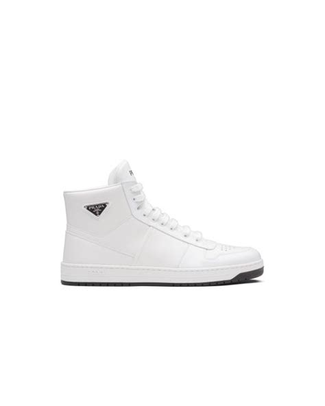 prada scarpe sportive alte uomo neri|Sneakers Downtown alte in pelle Bianco/nero .